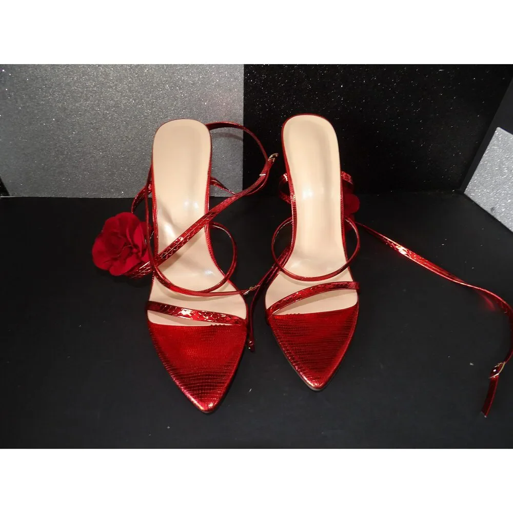 Pointed-Toe High Heels - Red (Size US Women's 11)